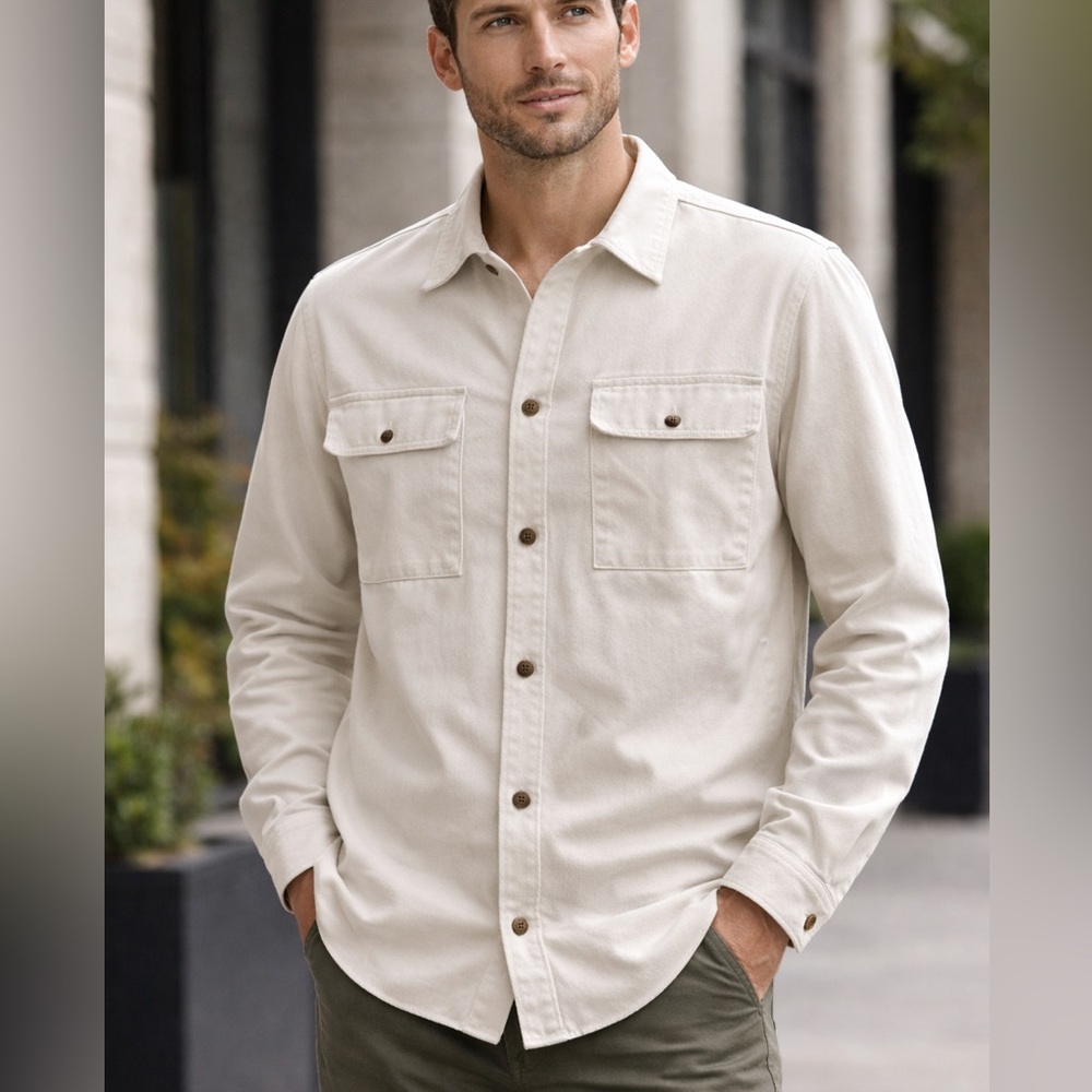 Mode of One Men’s‎ Overshirt Shirt Jacket off white Button Front Size Large